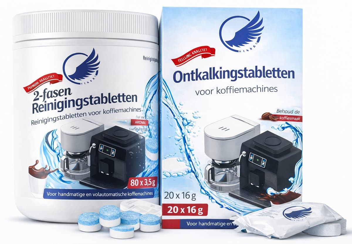 Onderhoudsset koffiemachine 100 stuks – 2-in-1 reinigingstabletten & ontkalking – Voor Jura, Siemens, Philips, De’Longhi