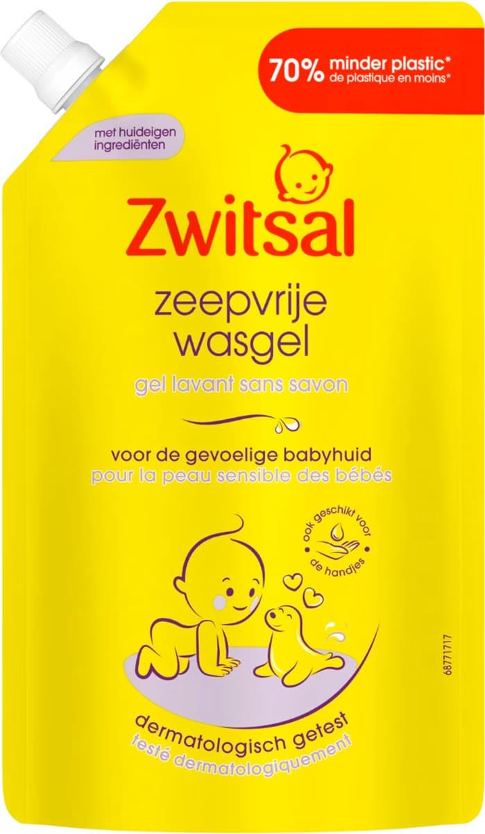 Zwitsal Baby Wasgel Zeepvrij Navulling– Milde Reiniging voor Gevoelige Huid – 500 ml