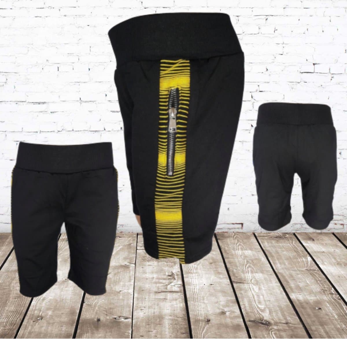 Korte broek jongens zwart geel -Papillon-98/104-Korte broeken