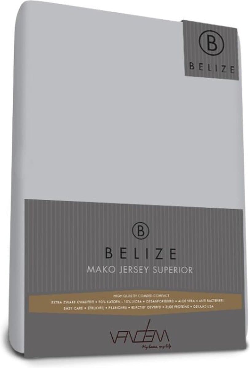 Van Dem - Belize  - Mako Jersey hoeslaken 120 x 210 cm zilverg