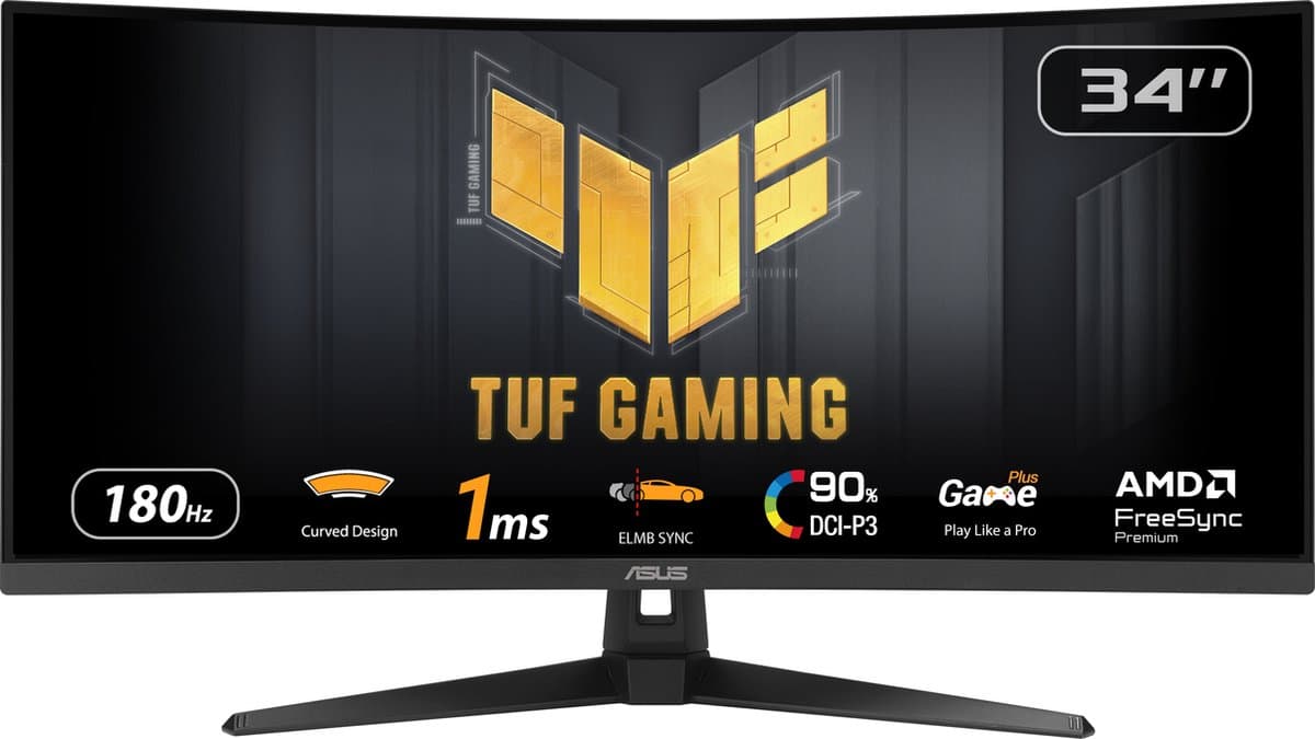 ASUS TUF Gaming VG34VQ3B computermonitor 86,4 cm (34") 3440 x 1440 pixels UltraWide Quad HD LED zwart