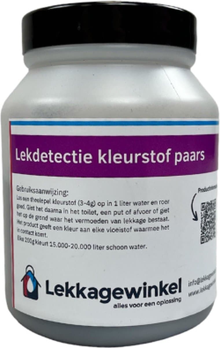Lekdetectie kleurstof paars 200 gram - riool - traceer - lekkage - waterlekkage