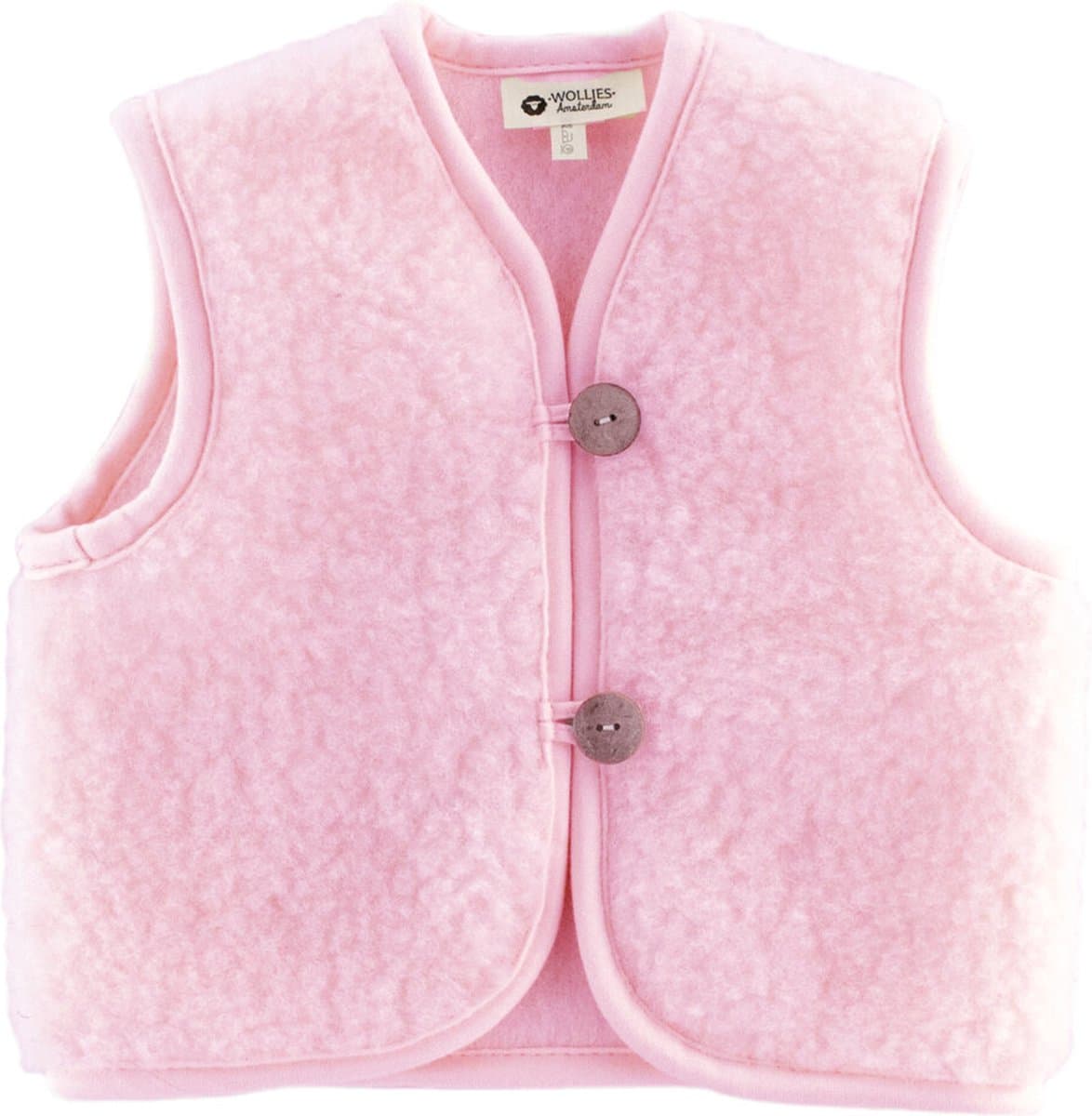 WOLLIES Amsterdam - Wollen Kinder Vest/Gilet - 100% Merino Wol - 92-98 - Roze