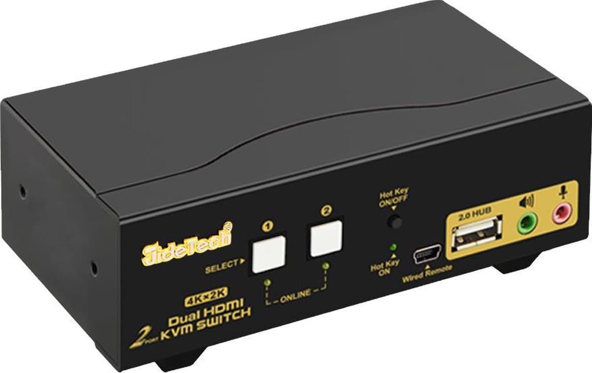 KVM Switch Dual Monitor HDMI met Auto Detectie – 2-PC Schakelaar, 4K UHD, USB Plug & Play