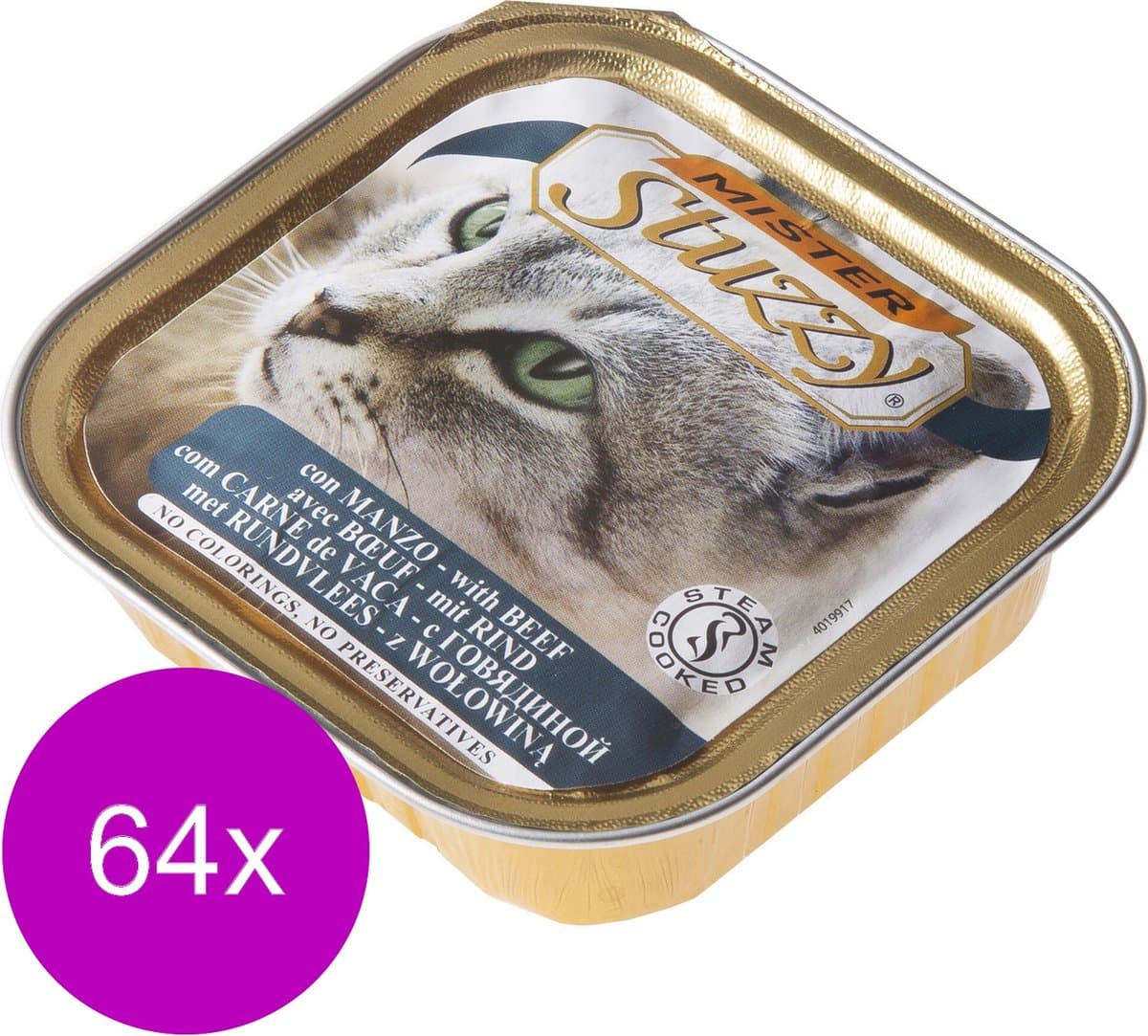 Mister Stuzzy Cat Paté 100 g - Kattenvoer - 64 x Rund