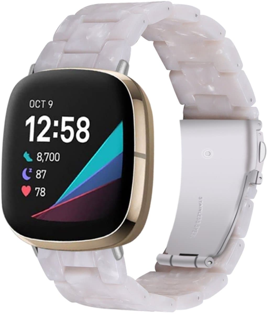 Voor Fitbit Versa 4 / Sense 2 universele horlogeband van hars (parelwit)