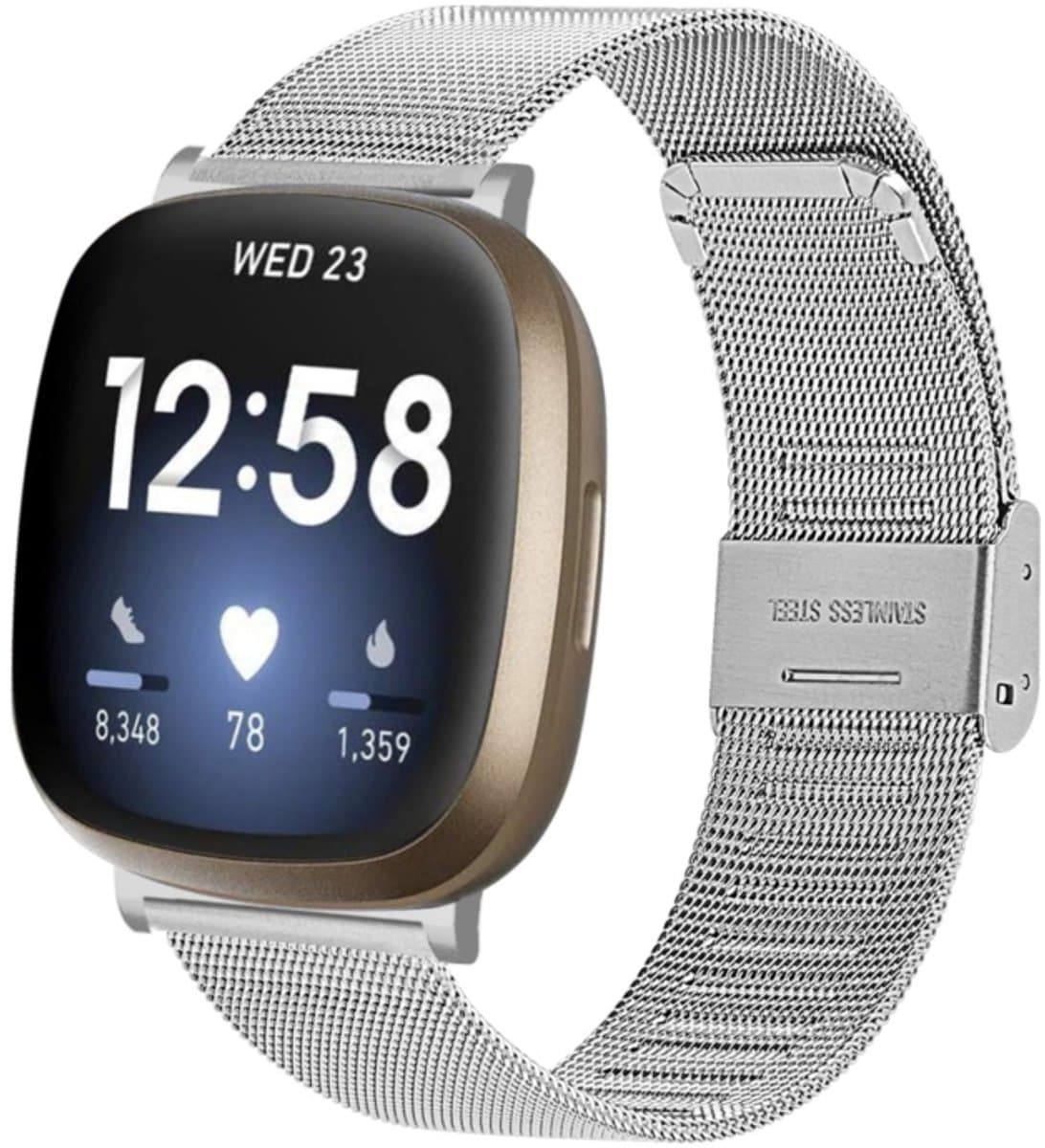 Voor Fitbit Versa 3 / Sense Milan gesp metalen horlogeband (zilver)