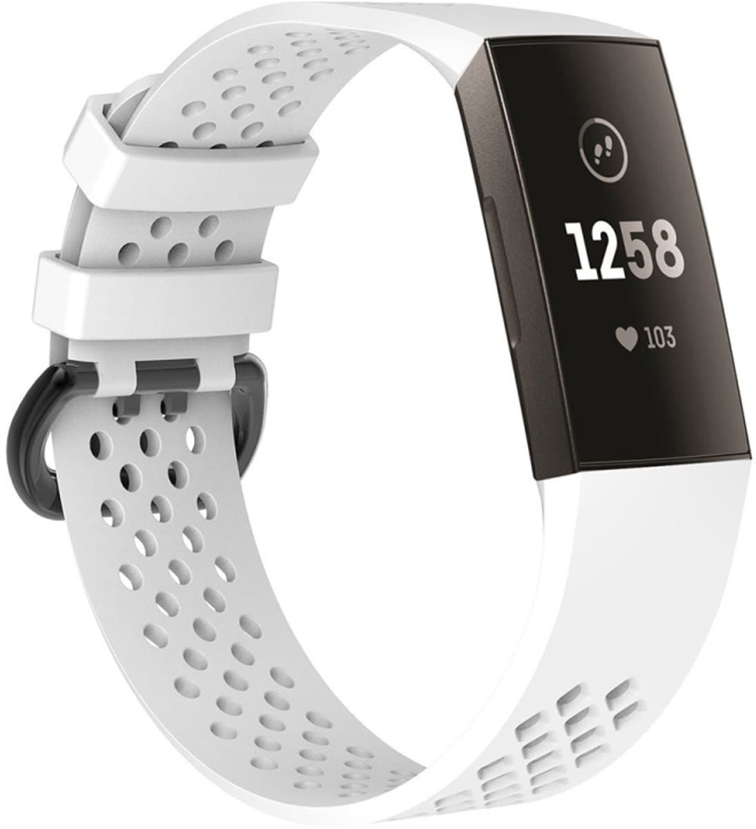 Verstelbare sportpolsband met vierkant gat voor FITBIT Charge 3 (wit)