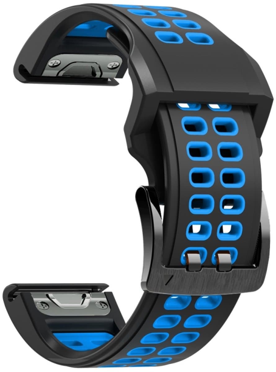 Voor Garmin Fenix 6 Snelle release dubbele rij siliconen horlogeband (Black Sky Blue)