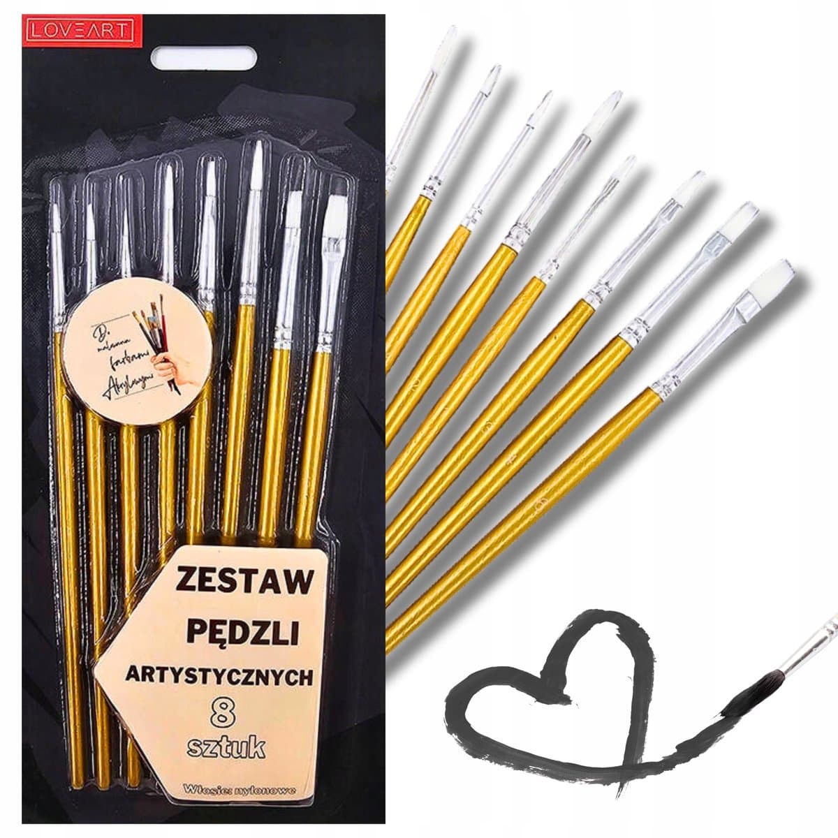 LoveArt Schilderpenselen Set - 8 Stuks voor Acryl & Plakkaatverf