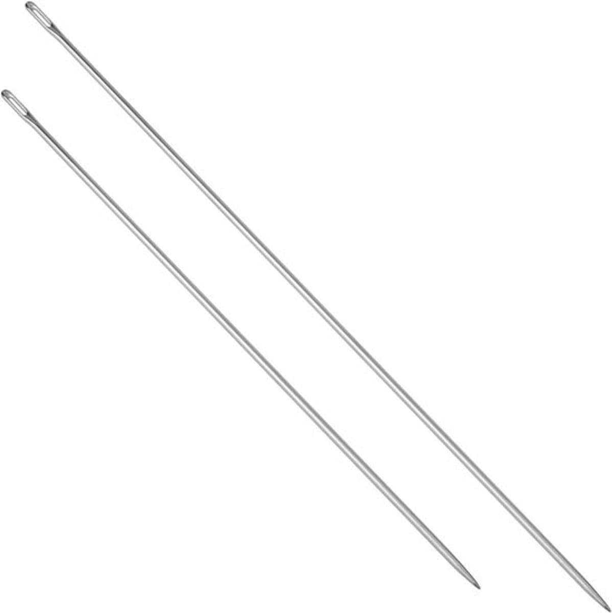 Professionele Naalden voor Meubelstof en Leer - Set van 2 Stuks, 25 en 30 cm Lange Naalden voor Zware Stoffen en Leerbewerking