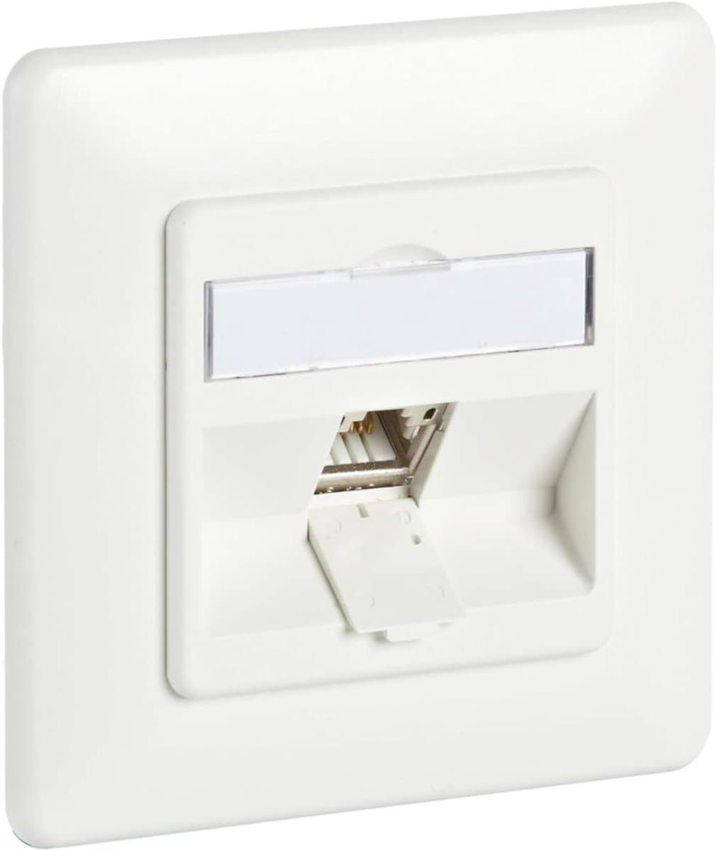 Datadoos C6A Module - Netwerk Contactdoos - Internet Aansluiten - 10 Gbit 500 MHz - 1 Poort - Zuiver Wit