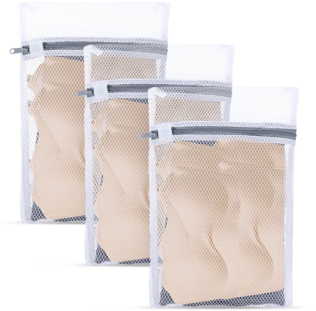 Waszak voor wasmachine, 4 stuks netwaszakken, mesh waszak, wasnet met ritssluiting, 30 x 20 cm, 40 x 30 cm, voor ondergoed, beha's, sokken, babykleding, maskers (3S)