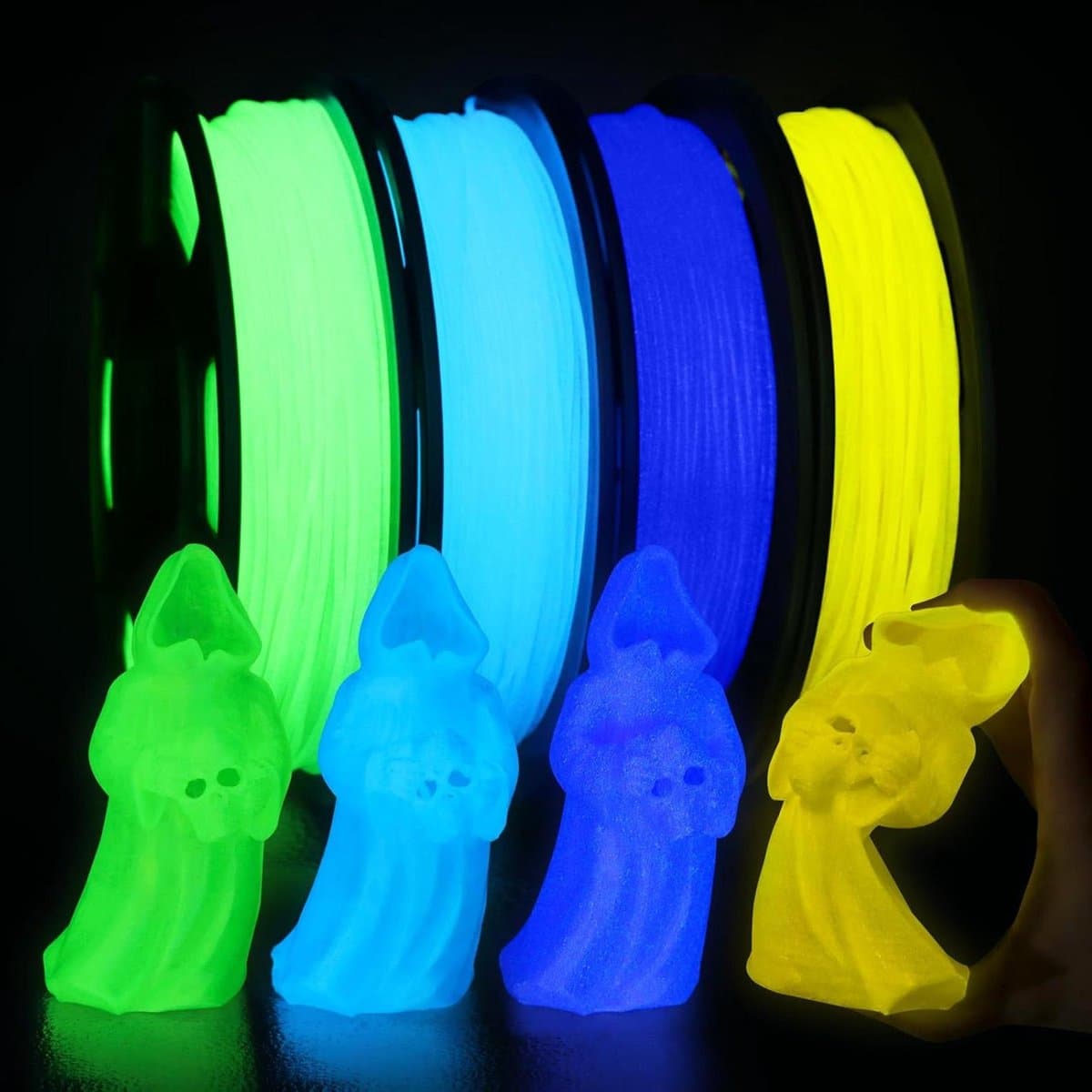 3D-print TPU filament - Flexibel filament Glow filament - Modellen maken - Nachtlichtend effect - 4 x 250 g