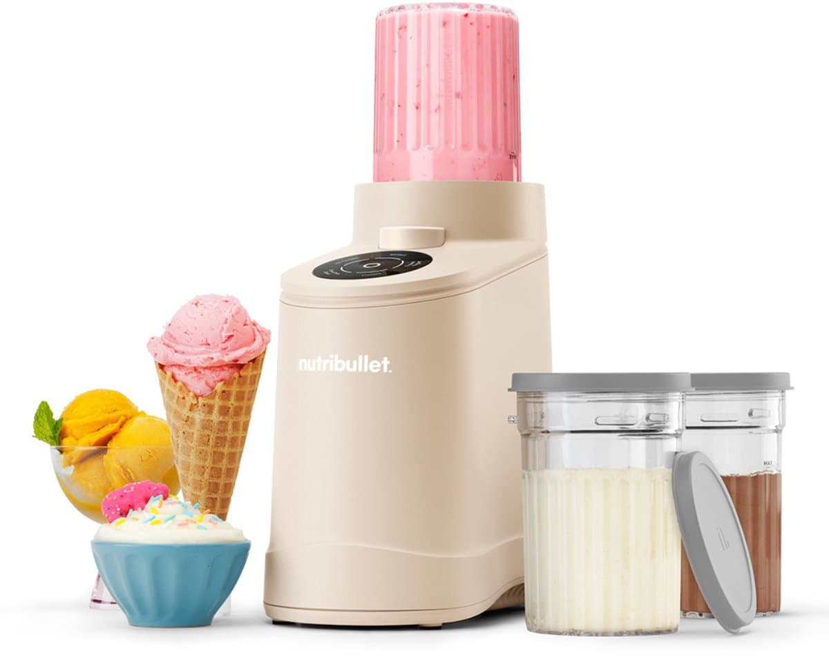 Nutribullet Chill IJsmachine Beige - 500W - 5 Programma's - Roomijs, Sorbet, Gelato en Frozen Yogurt