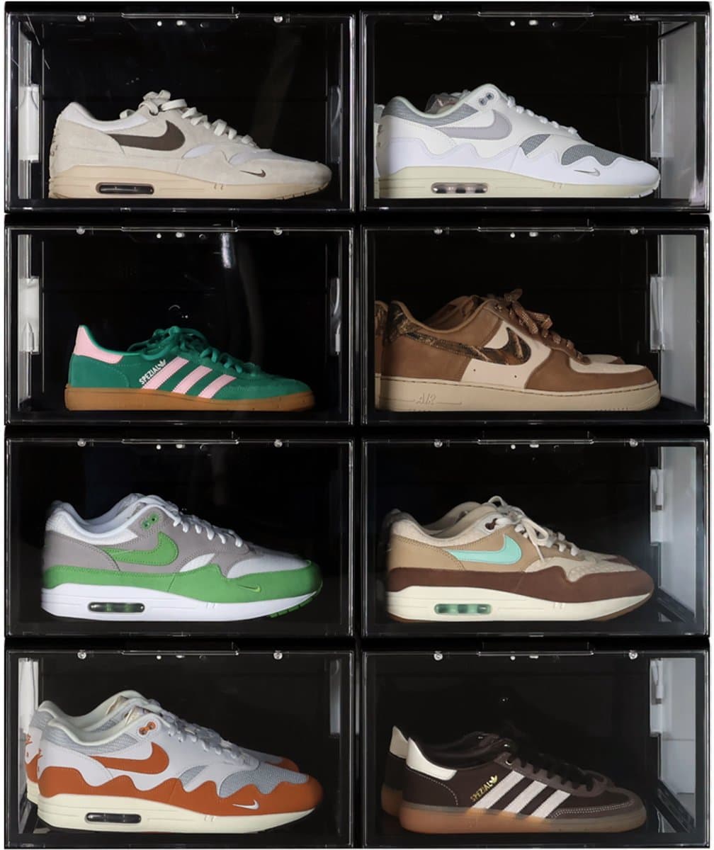 Sneakerstack® LED Sneakerbox Zwart – 8 stuks - Stapelbare Schoenenbox – Past tot schoenmaat 48 – Premium Opbergbox