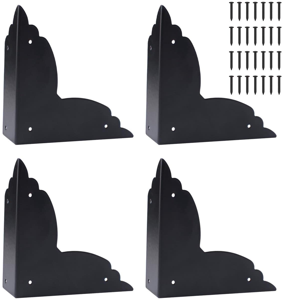 Dailygoods- Tafelhoekbeschermers Heavy Duty - 4 Stuks - Zwarte Hoekbeschermers - Metalen Randbeschermers - Schroefbare Bevestiging - 6,9 × 6,9 cm