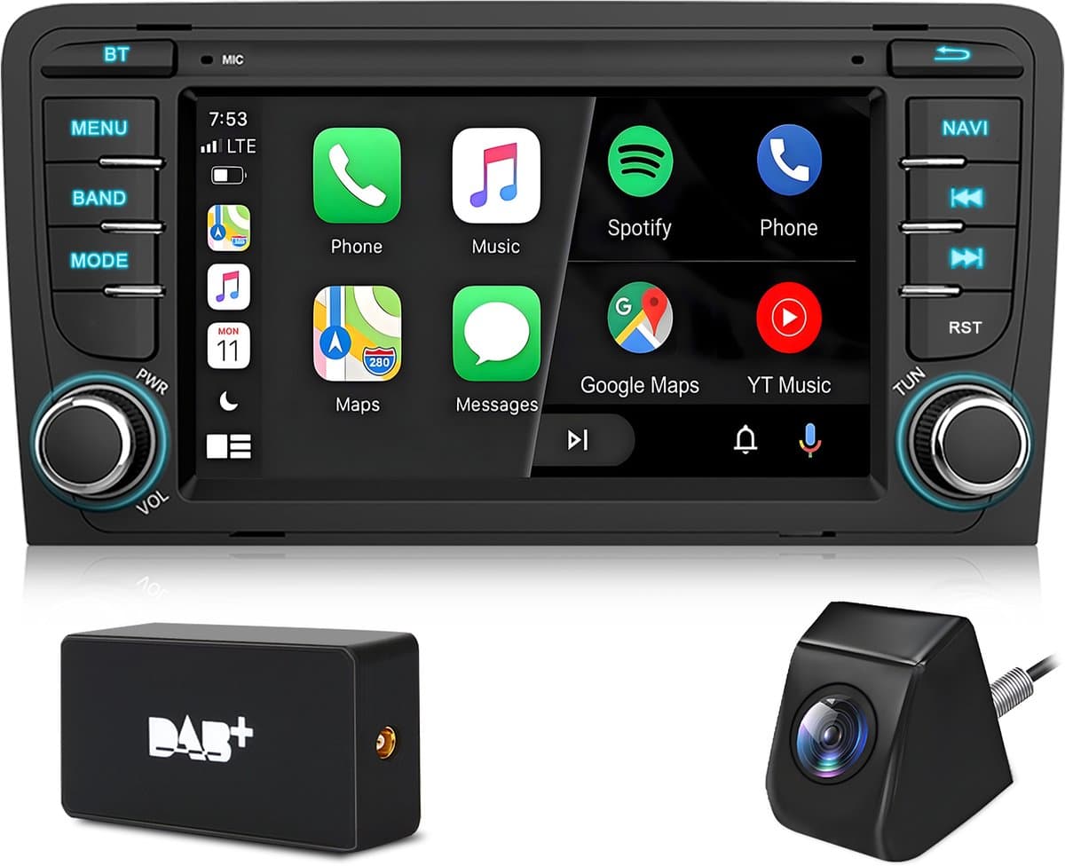 Cestovet Autoradio - Geschikt Voor Audi A3 8P 2003 t/m 2012 - 2+64GB CARPLAY ANDROID AUTO FM RDS WIFI USB - Achteruitrijcamera DAB+