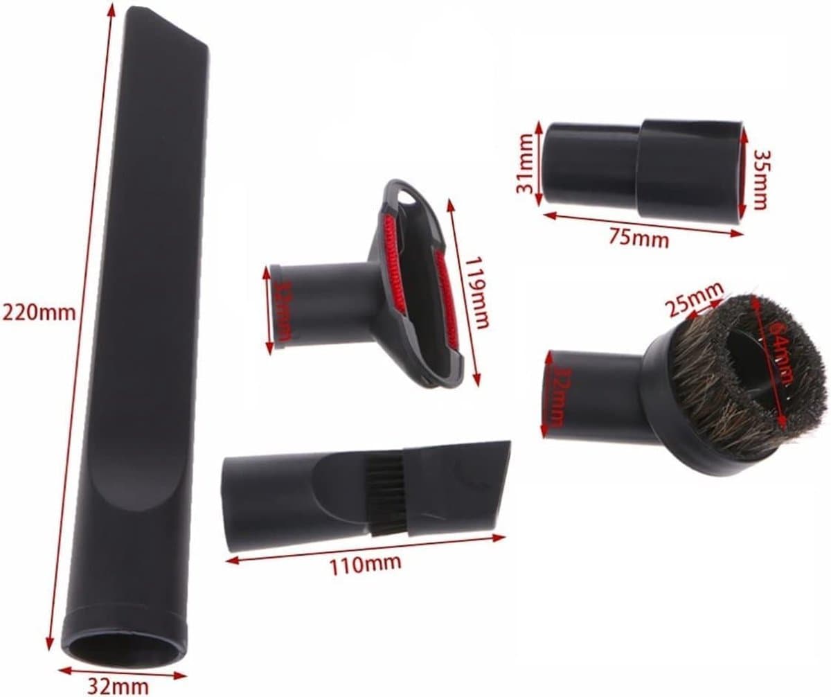 6 stuks stofzuigeropzetstukken, stofzuigeropzetstuk voor stofzuigers met een diameter van 32 mm en 35 mm, stofzuigermondstuk
