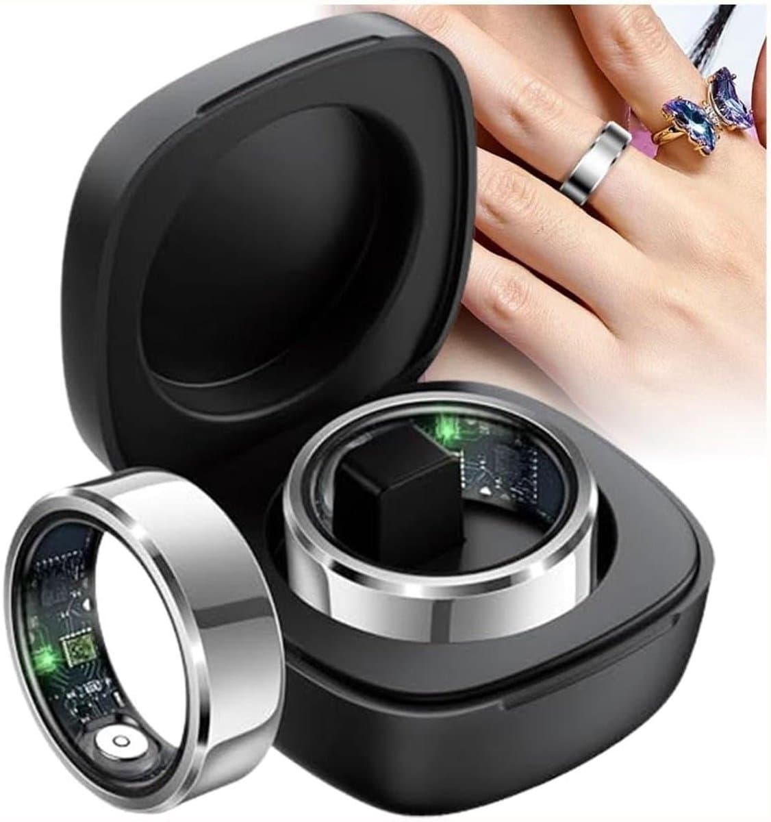 Slimme Ringen - Fitness Tracker Ring - Gezondheid Monitoren - IP68 Waterdicht - 5-7 Dagen Batterij - Zilver