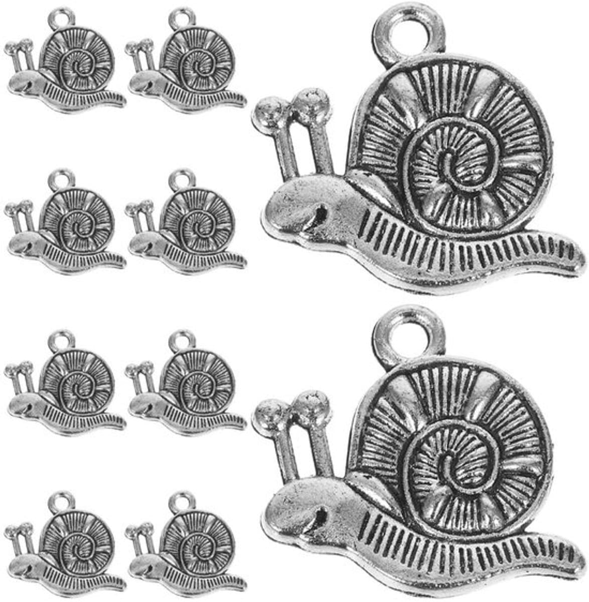 - Vintage Antiek Zilver - Charm voor Sieraden - 10 Stuks - Slakkenpatroon - DIY Hanger voor Kettingen en Armbanden - Geschikt voor Verjaar