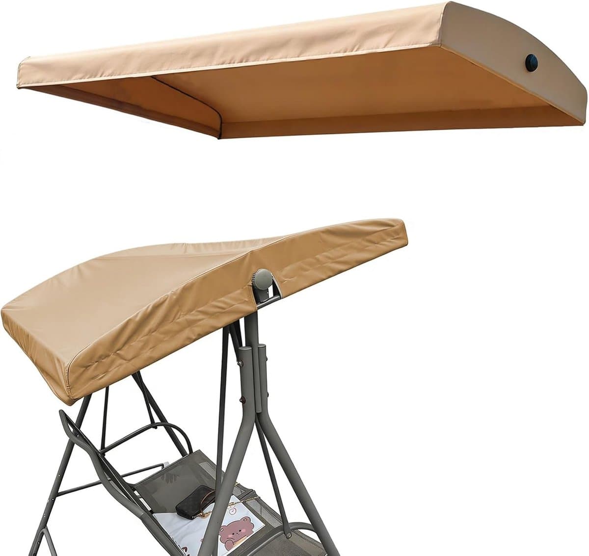 Schommelbank dak - Luifel vervanging - Buiten ontspannen - Waterdicht polyester - 152 x 124 cm - Kaki