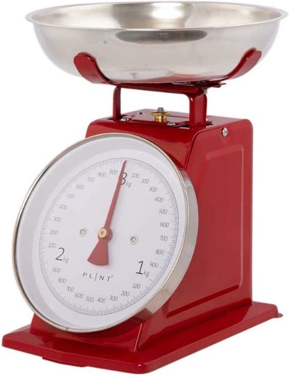 Originele PLINT - Retro Keukenweegschaal Rood - Deens Design, voorzien van CE keurmerk