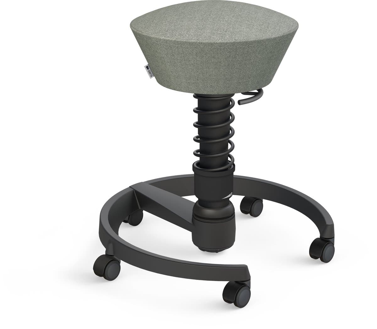Aeris Swopper - ergonomische bureaukruk - zwart onderstel - grijze zitting - zachte wielen - wol - standaard