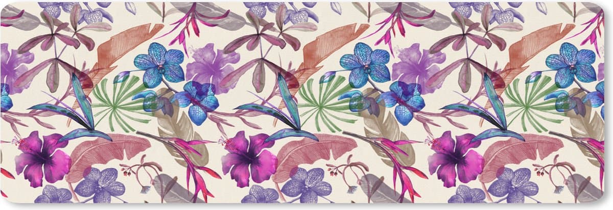 Muismat XXL 90x30 cm - Bureau onderlegger - Bureau mat Bloemen - Regenboog - Jungle - Patroon - Vintage - Bureaumat - Gaming mousepad xl - Bureaulegger groot - Computer deskmat