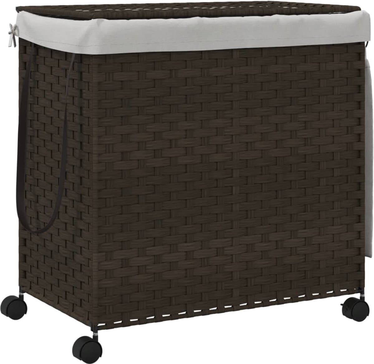vidaXL Rieten wasmand op wielen - Donkerbruin, 60 x 35 x 60,5 cm