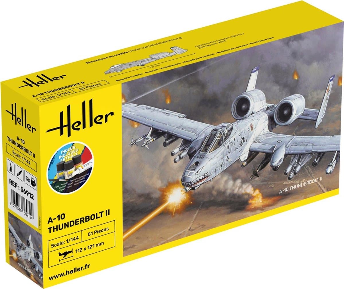 Heller Modelbouwpakket Militaire voertuigen - 56912 A-10 Thunderbolt II - Starter Kit Plastic - 1:144 - Modelbouw