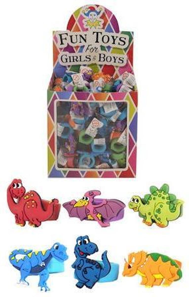 156 Stuks - Kinderringen Dinosaurus - In Traktatiebox - Ring Dino - Uitdeelcadeautjes - Traktatie voor kind - Jongens - Meisjes