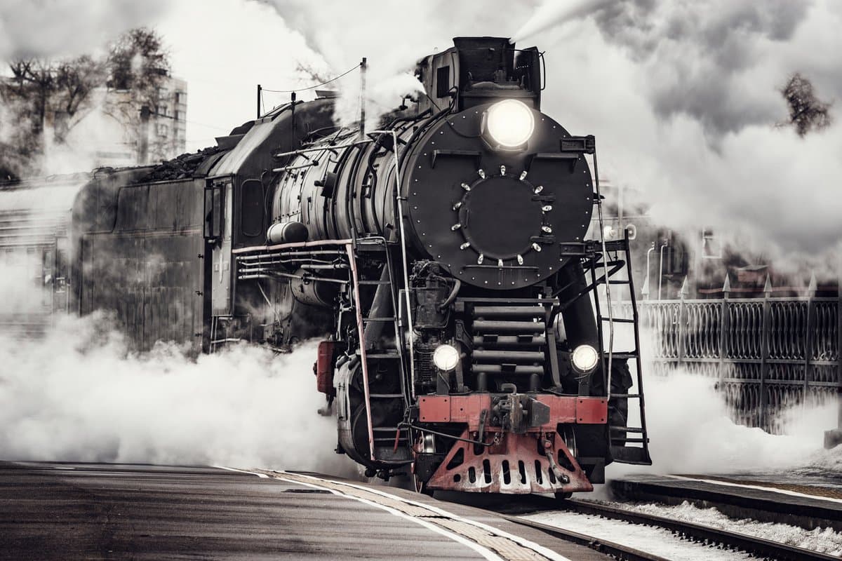 Fotobehang Antieke Stoomtrein - Vliesbehang - 312 x 219 cm