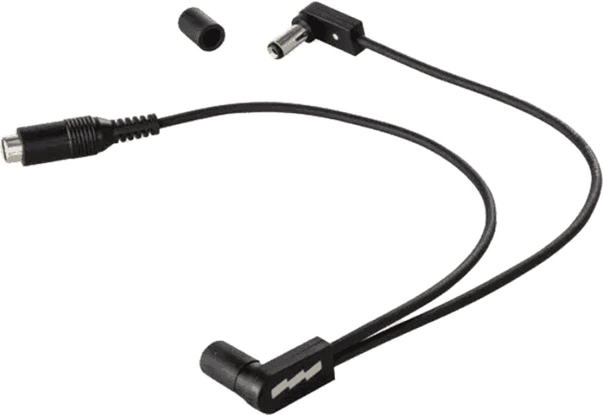 EBS DC-290F - Flat Contact DC Voedingssplitser - 1 naar 2 Haaks - Daisy-Chain - 120cm - Pedalboard Voedingskabel - Center Negatief