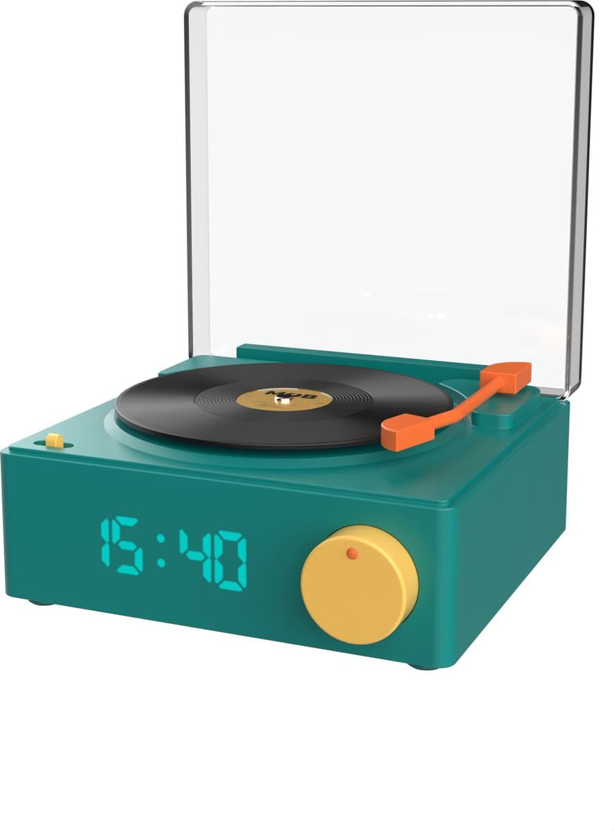 Mobility on Board, VS-80 Retro Look Vinyl Draaitafel 5W Bluetooth Luidspreker met Wekker, Blauw