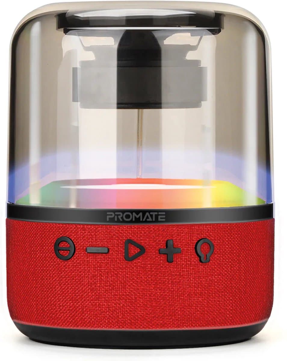 ProMate® Premium Bluetooth Speaker, 10W True Wireless Draagbare LED Speaker met 360-Graden HD Geluid, Lichtshow, 6 Uur Speeltijd, 3.5mm Audio Jack, USB Poort en TF Kaart Slot, Universeel, Telefoon, iPad, Laptop, Tablet, TV, PC, Glitz-L.Rood.