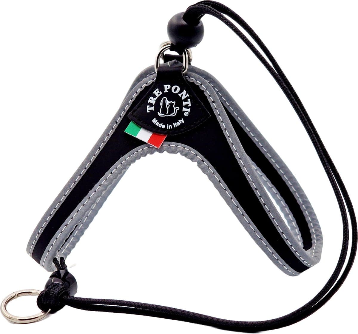 Tre Ponti Liberta Tuig Zwart&Reflecterend - Tuigje voor honden en katten - Maat 2 - 30 - 40 cm