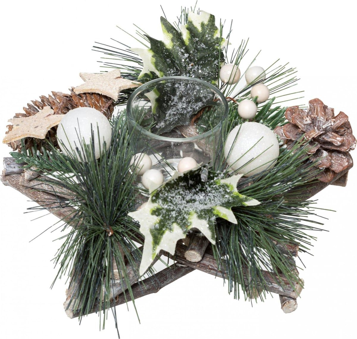 JJA - Theelichthouder bosster 20 cm kerstdecoratie