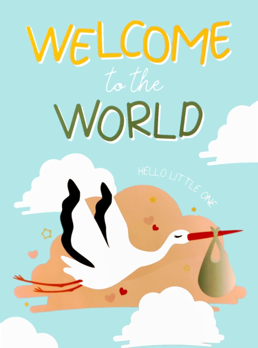 Wenskaart XL - Welcome To The World - Hello Little One
