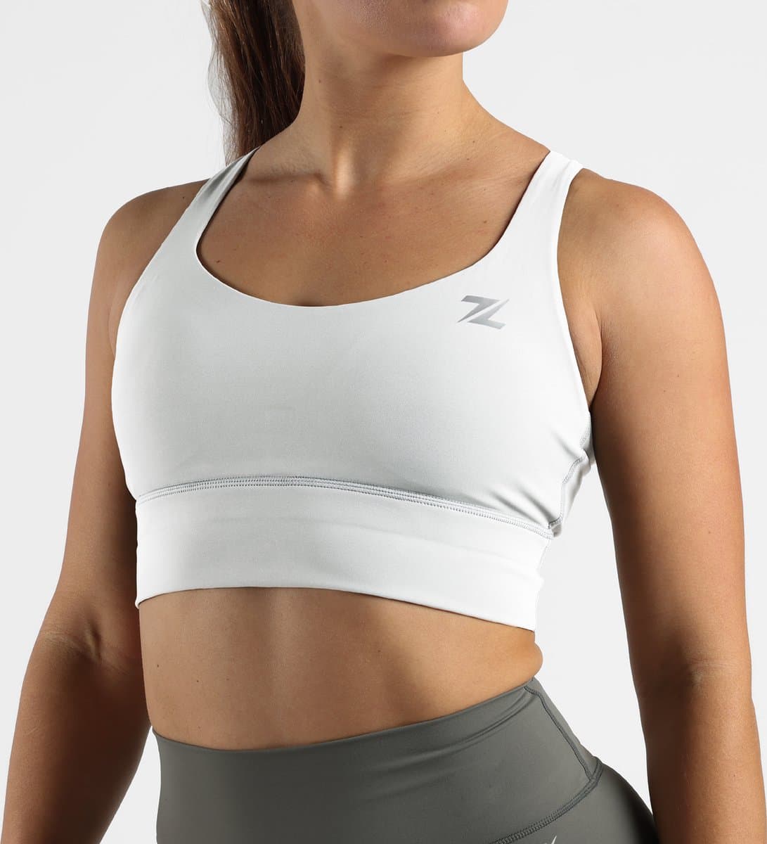 ZEUZ Sport BH Dames - Sportbh, Shock Absorber Sportbeha Sport BRA, Fitness & Crossfit Beha Top - 70% Nylon & 30% Elastaan - Wit - Maat XL
