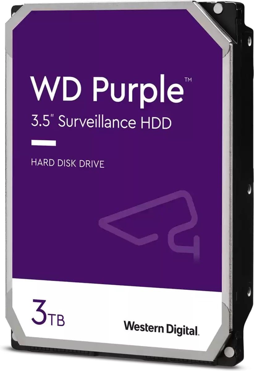 Western Digital Blue Purple interne harde schijf 3 TB 5400 RPM 64 MB 3.5" SATA III