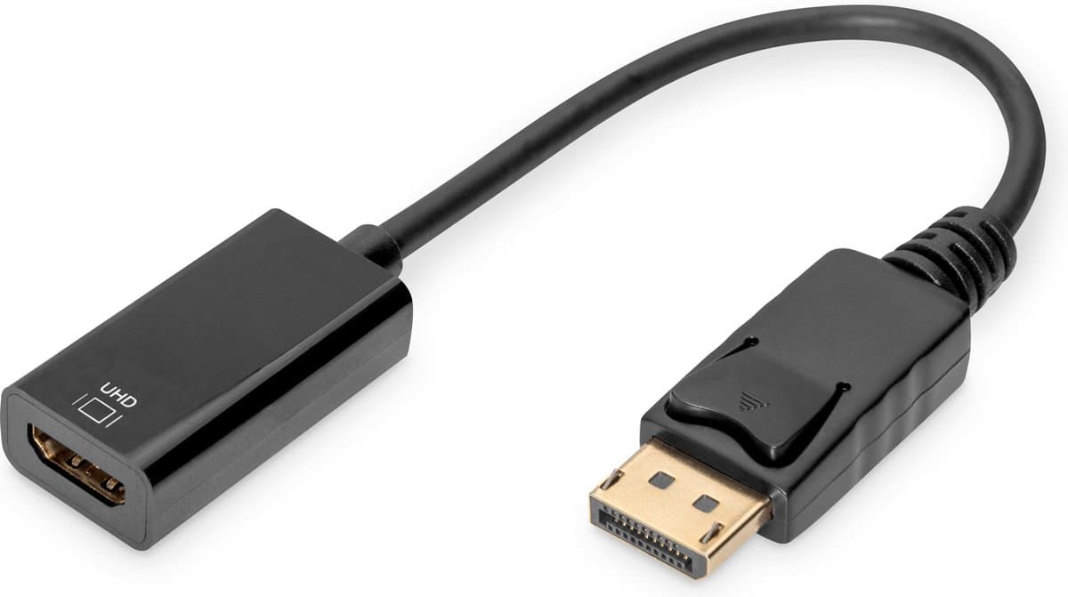 Digitus AK-340415-002-S DisplayPort / HDMI Adapter [1x DisplayPort stekker - 1x HDMI-bus] Zwart 4K UHD, Afgeschermd (du