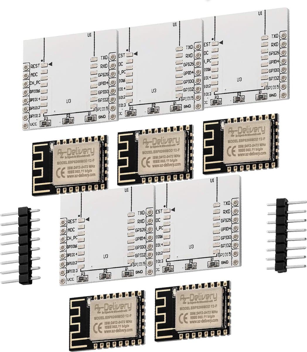 AZDelivery 5 x ESP8266 ESP-12F Verbeterde Versie naar ESP-12E WLAN WIFI Module compatibel met Adapter-Board compatibel met Arduino