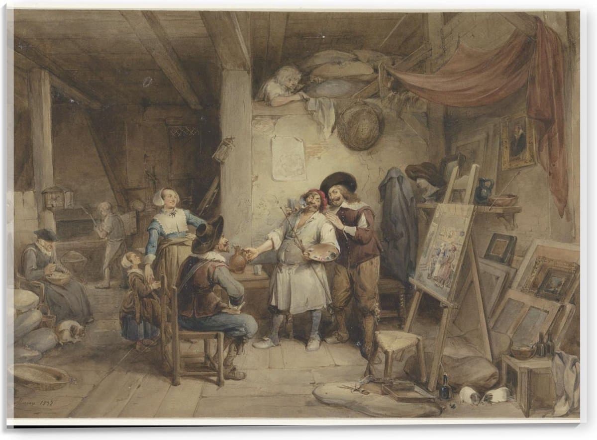 Acrylglas - Oude Meesters - A. Brouwer & pupil J. v Craesbeek, Jean Baptiste Madou - 40x30cm Foto op Acrylglas (Wanddecoratie op Acrylglas)