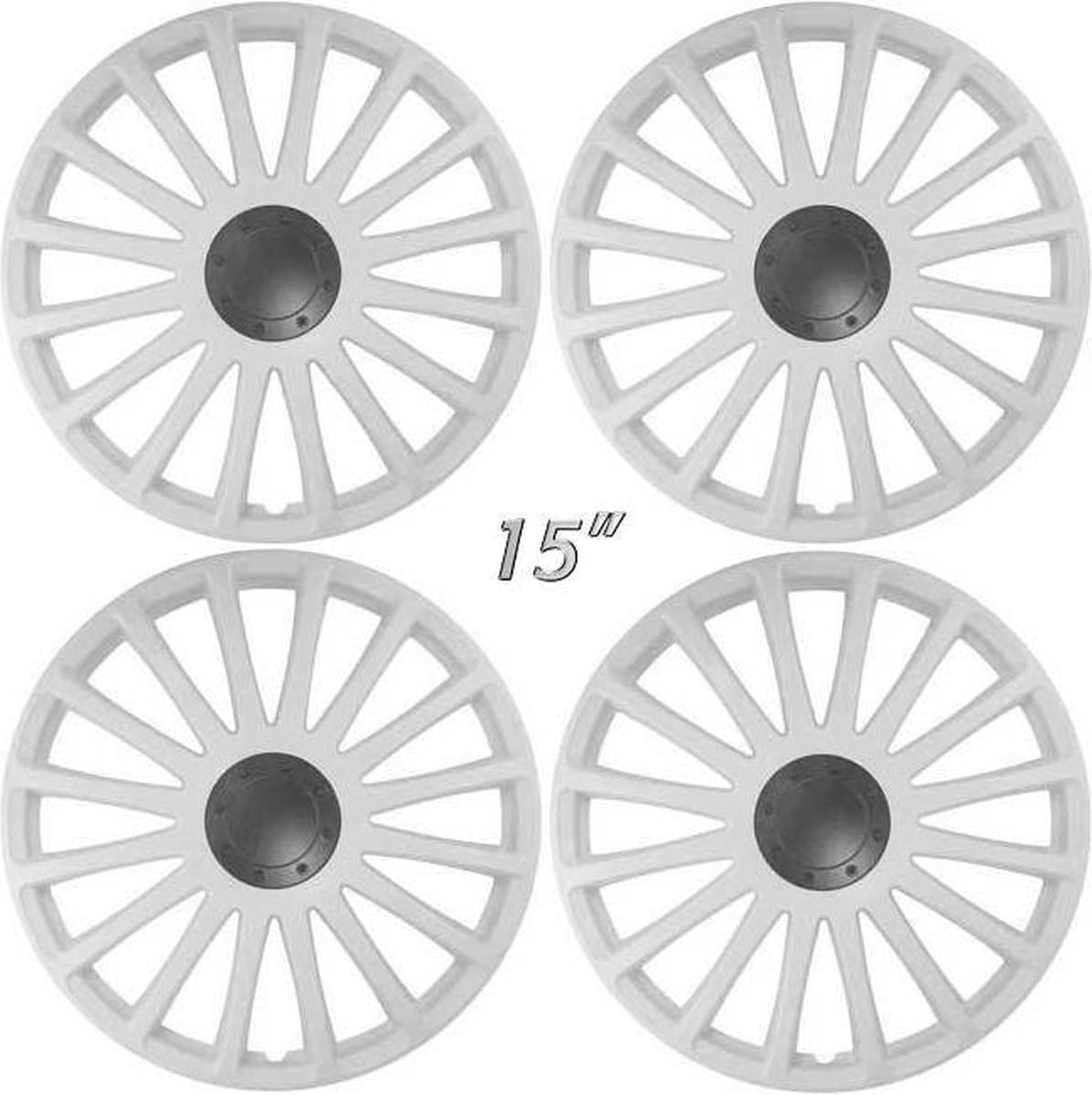 Wieldoppen GRAND PRIX-WA 15 inch wit/antraciet hart. Set a 4 stuks in doos (a.u.b. tekst lezen!)