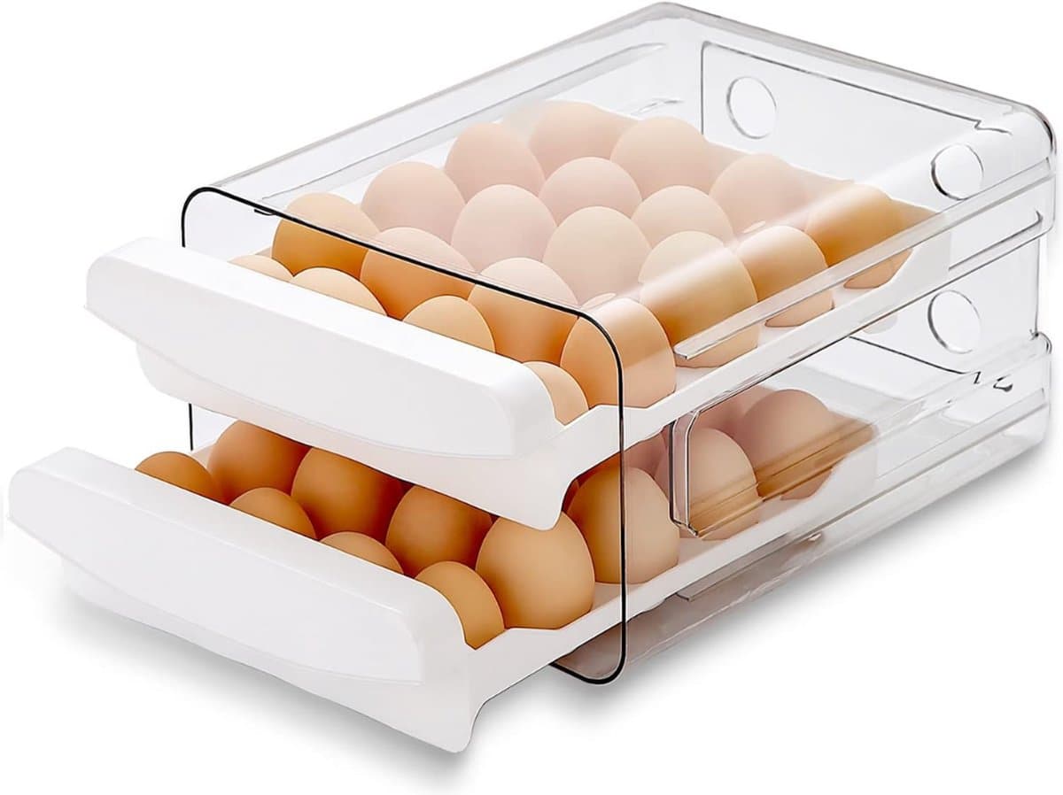 Eierdoos Kunststof - Exclusieve 2-Laags Koelkast Eiercontainer - Verfrissende Opslag voor Eieren in Doorzichtig Design (1 Stuk)