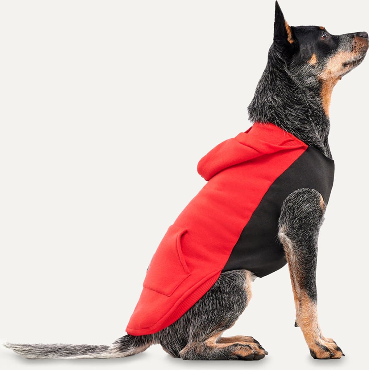 Goo-eez Kangaroo Fleece Hoodie Hond - Zachte Pluche Voering - L - Ruglengte 52 cm - Hondenhoodie - Eenvoudig Aantrekken - Rood