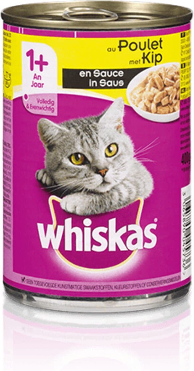 Whiskas kattenvoer nat volwassen kip in saus 400 g
