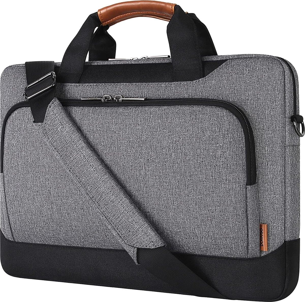 17-17,3 inch laptopbeschermhoes, zakelijke aktetas, laptop, schoudertas, compatibel met 17" laptops/17,3" HP Pavilion 17/MSI GS73VR Stealth Pro/Dell Inspiron 17/Acer/ASUS, grijs