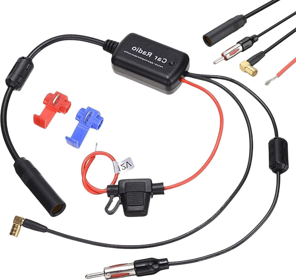 Auto DAB antenneversterker splitter voor autoradio - achteraf inbouw - stekker radio-adapter - antenne-adapter .
